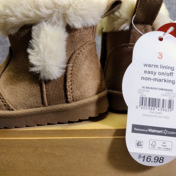 Wonder Nation Baby Girl Faux Fur/Faux Suede Faux Shearling Toddler Boots Size 3 - Picture 8 of 14